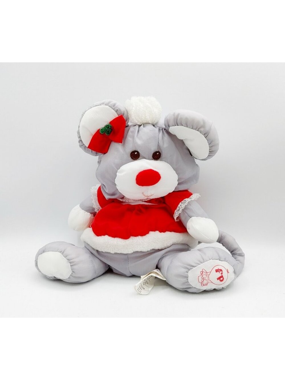 Vintage 1988 Fisher Price Puffalump Mrs. Claus Christmas Gray Mouse Red Dress